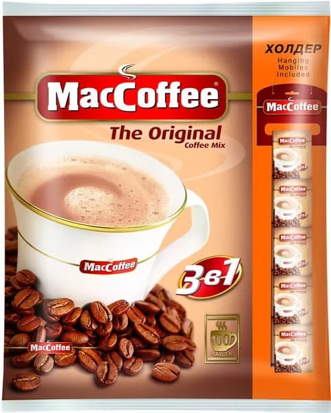 Напиток кофейный растворимый MACCOFFEE Original 3в1, 100пак