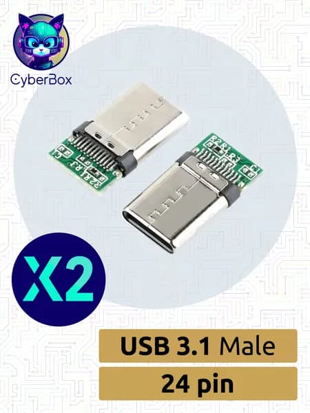 2 шт. Разъем Type-C папа USB3.1 24-контакта
