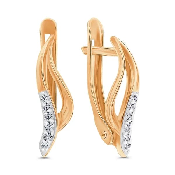 Серьги женские с фианитами из красного золота 375 пробы 585GOLD