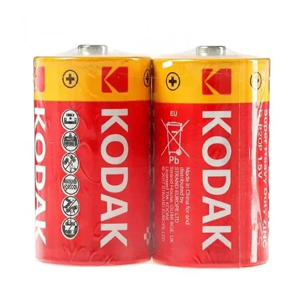 Батарейка солевая KODAK R20 (D) 1.5В 2 штуки в пленке