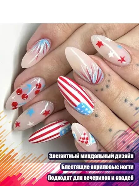 24 шт. Накладные ногти на День флага