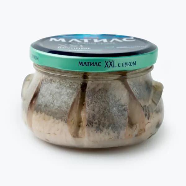 Сельдь в масле с луком, филе кусочки XXL 260 г, Матиас