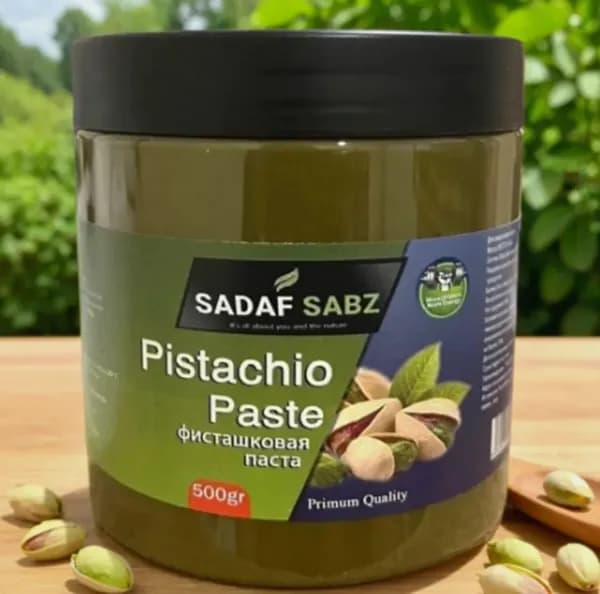 Фисташковая паста изумрудная Экстра SADAF SABZ натуральная, 500 грамм., ореховая паста, полезный десерт, для выпечки