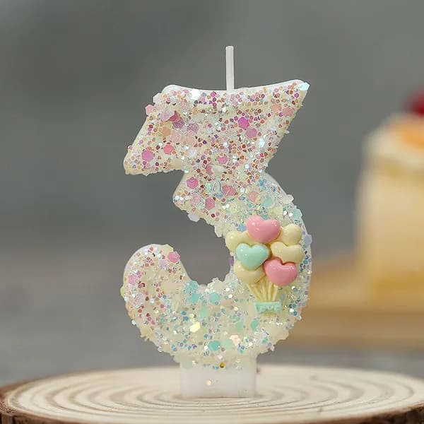 Свечи для торта цифра 3 "Без отдушки", 7.5 см х 4 см, 1 шт