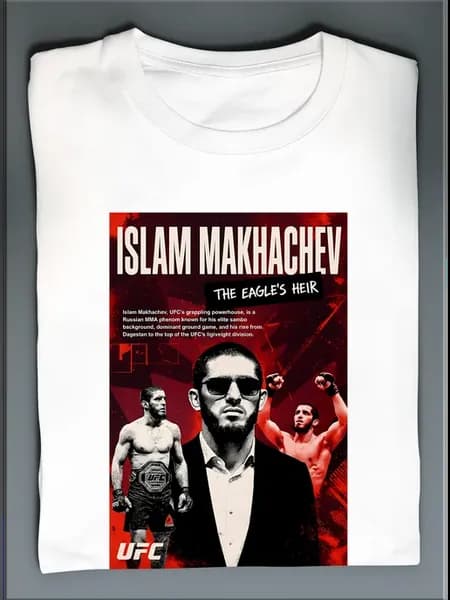 Футболка UFC и боец ислам махачев оверсайз мужская GreenGray