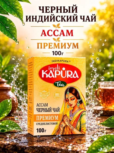 Черный индийский среднелистовой чай KAPURA Ассам Премиум, 100г
