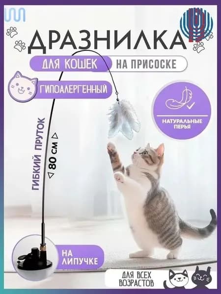 Игрушка для кошек дразнилка на присоске