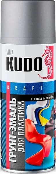 KUDO KU-6001 грунт-эмаль аэрозольная для пластика серая (0,52л)