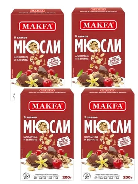 Мюсли 5 злаков Шоколад и Ваниль 200 г 4уп