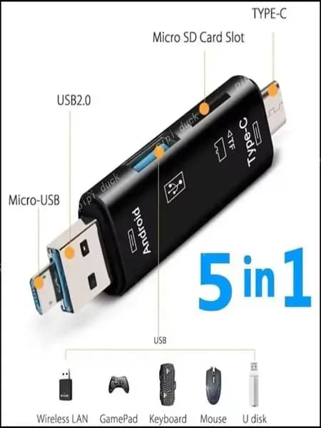 5 в 1 многофункциональный Usb 2.0 тип C/Usb /Micro Usb/Tf/SD карты памяти Reader OTG Card Reader адаптер мобильных телефонов аксессуары 06