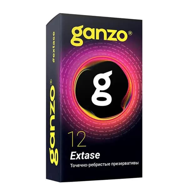 Ganzo Extase презервативы анатомической формы с точечной и ребристой структурой - 12 шт.