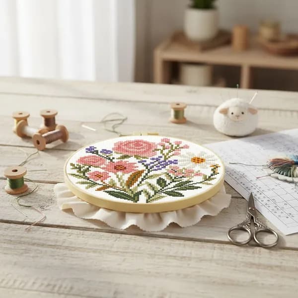 Крестиковый набор Pastel Posy, канва хлопок 11CT, 24 24 см