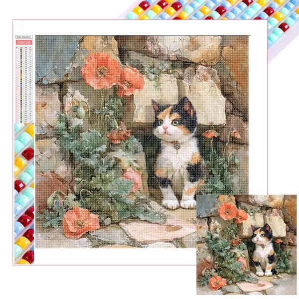 Раскраска-картина со стразами Кот , 35 35 см