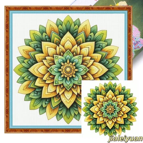 Крестиковый набор Mandala H с напечатанным узором на хлопковой канве 11CT, 40 40 см