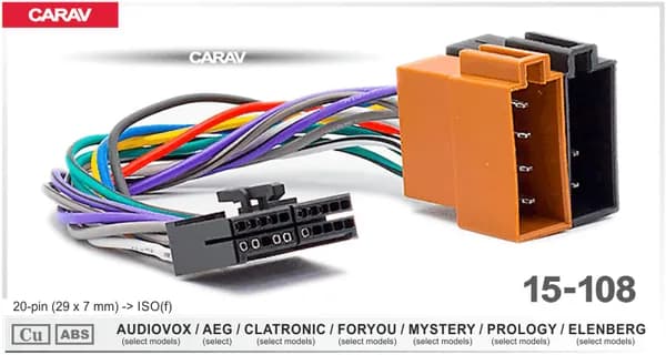 Разъем для подключения магнитолы Audiovox, AEG, Clatronic, Foryou, Mystery, Prology, Elenberg. Carav 15-108.