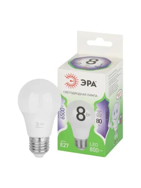 Лампочка светодиодная ЭРА GREEN LINE Б0067142 LED A60-8W-865-E27 GL E27 8 Вт груша холодный свет