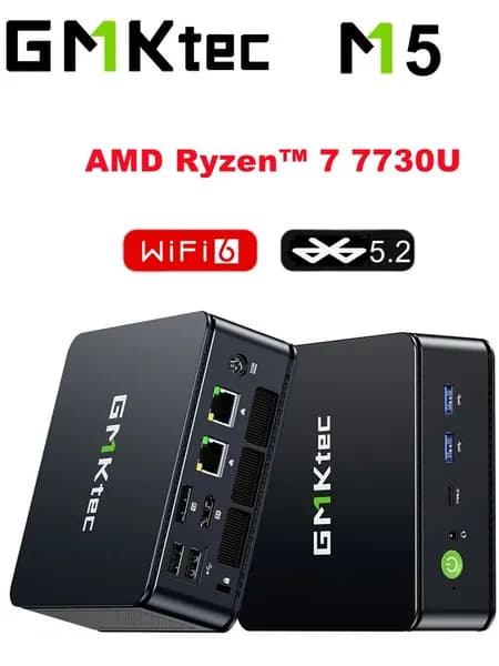 Мини-ПК R7 7730U мини ПК (AMD Ryzen 7 7730U, RAM 8 ГБ, SSD 256 ГБ, AMD Radeon, Windows 11 Pro), 中国, черный