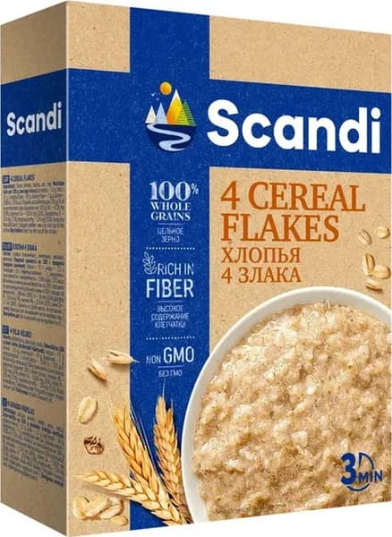 Хлопья Scandi 4 злака, 400 г
