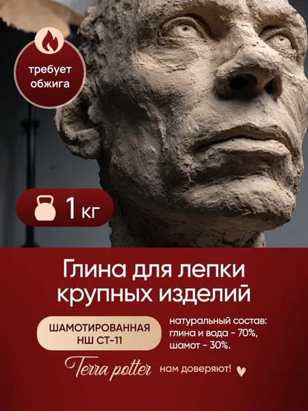 Глина для лепки шамотированная TerraPotter 1 кг