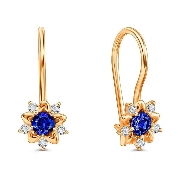 Серьги детские с фианитами из красного золота 375 пробы 585GOLD