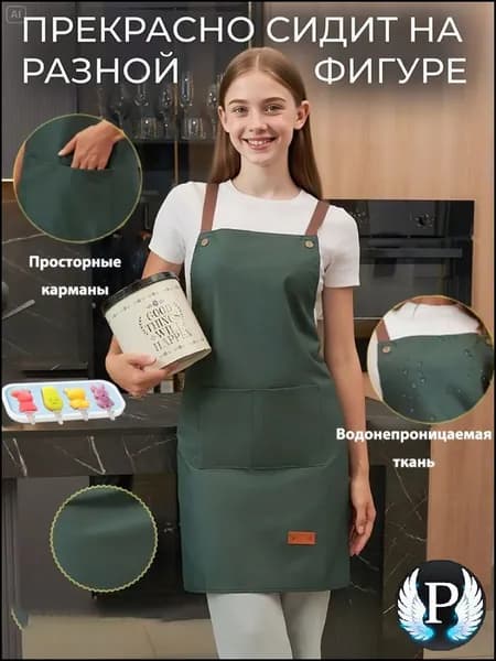 Стильный бестселлер для кухни с карманами, непромокаемый