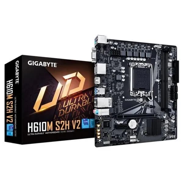 Материнская плата GIGABYTE H610M S2H V2 (LGA1700, mATX, H610, 2xDDR5, 1xPCI-Ex16, 1xM.2, HDMI+DP+VGA, RTL) (H610M S2H V2)