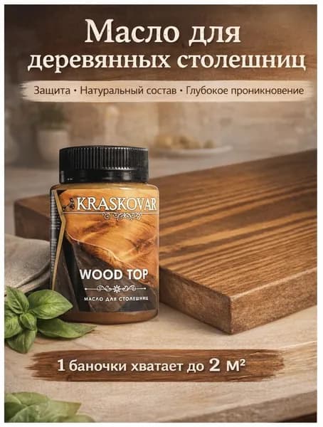Масло для столешниц "Красковар" WOOD TOP, цвет ОРЕХ, 0,1л