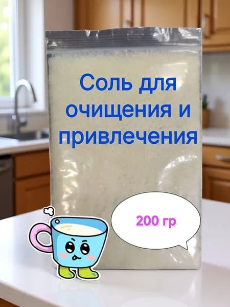 Соль Заговоренная для привлечения возможностей, дохода, улучшения сна и очищения негатива. 200 гр. 1 пакет.