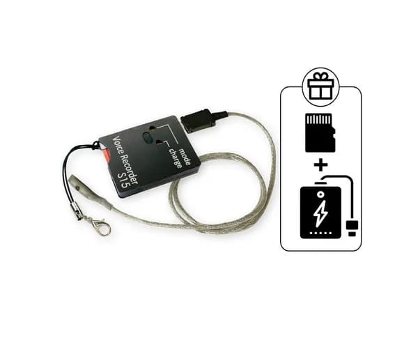 Диктофоны цифровые Soroka-15.3 (Luxe) (P42612SOR) + 2 ПОДАРКА (Power Bank + SD карта 32ГБ) - автоматическая запись по звуку и расписанию - миниатюрный диктофон / водонепроницаемый диктофон