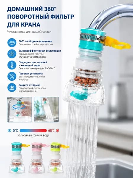 Фильтр для крана с вращением PP кухонный