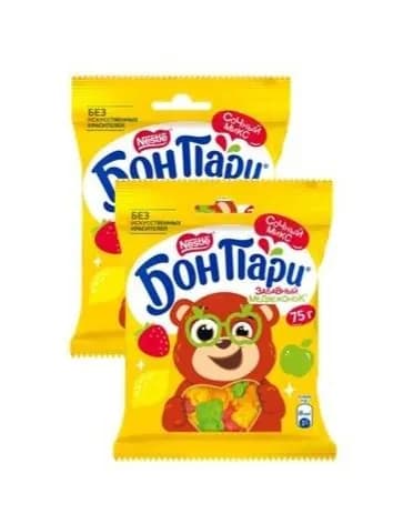 Бон Пари Забавный медвежонок Мармелад жевательный фигурный со вкусом фруктов,2шт по 75г