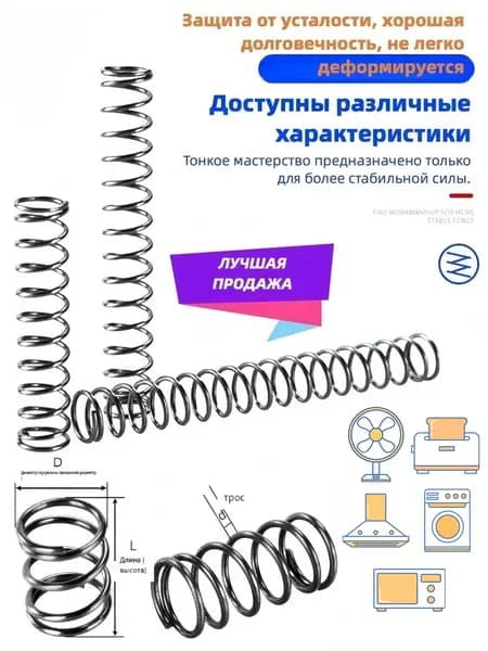 Пружина сжатия(3 шт.) Диван, матрас, комод, стиральная машина, унитаз, кран