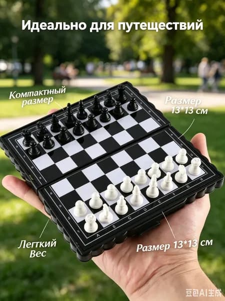 Настольные игры для взрослых и детей 3 в 1 шахматы магнитные + шашки + нарды Играем вместе