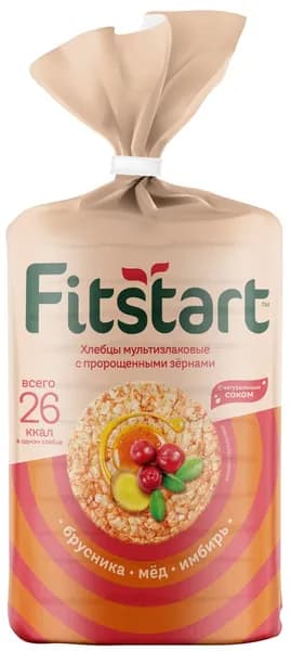 Хлебцы Fitstart мультизлаковые брусника, имбирь и мед, 100г