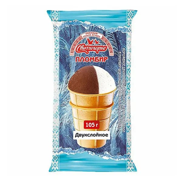 Мороженое пломбир Свитлогорье со вкусом ванили и шоколада 105 г