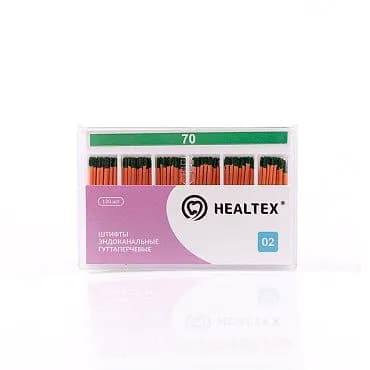 Штифты эндоканальные гуттаперчевые Healtex, конусность 02, размер 70, 120 шт