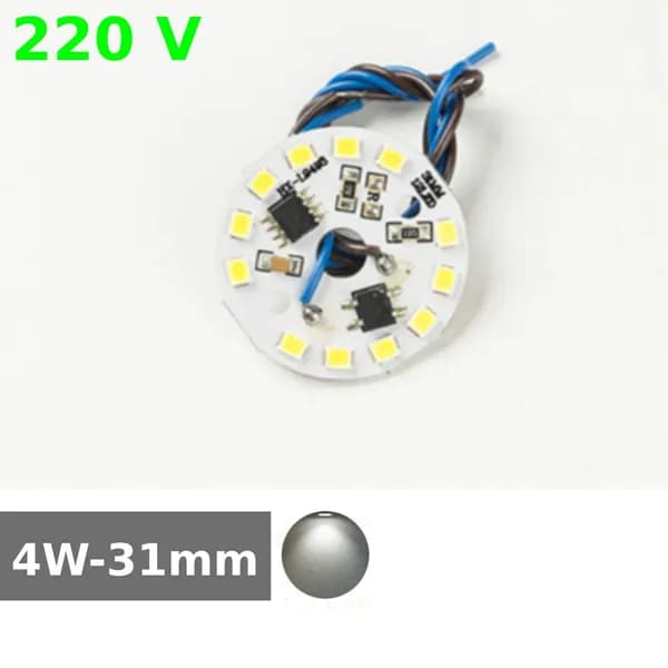 Алюминиевая круглая светодиодная плата (модуль) 4W 220V 31мм led smd 2835, белый нейтральный свет