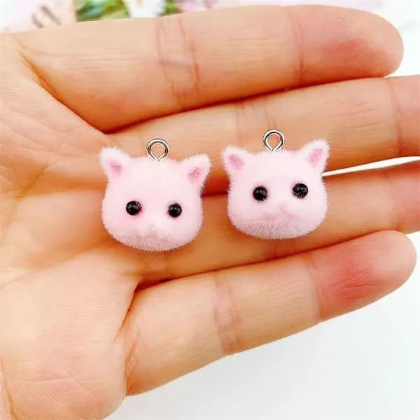 2 шт. Подвески "Котик" из смолы, 3D объемные Милые шармы для DIY украшений и брелоков