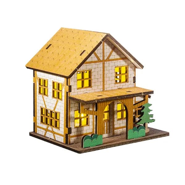 Крошечное здание макета дома с легким орнаментом B 9.8cmx7.5cmx9,3см