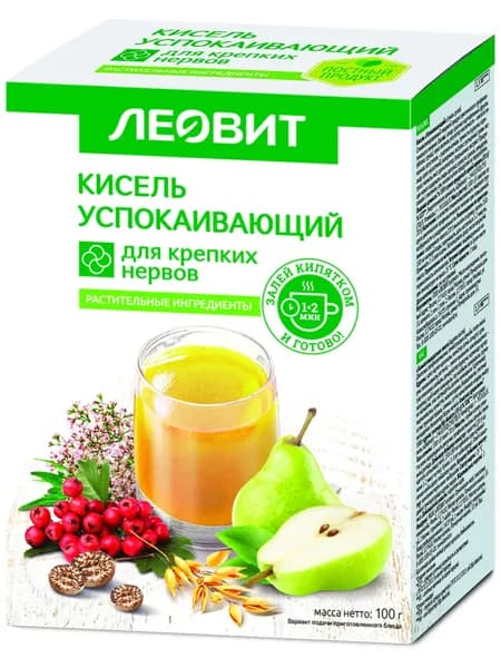 Кисель Успокаивающий Леовит овсяный натуральный быстрого приготовления растворимый в пакетиках 5 шт по 20г