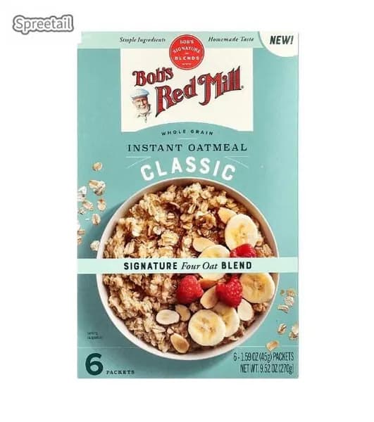 Bob's Red Mill, Овсяные хлопья быстрого приготовления, цельнозерновые, классические, 6 упаковок, по 1,59 унции (45 граммов) в упаковке