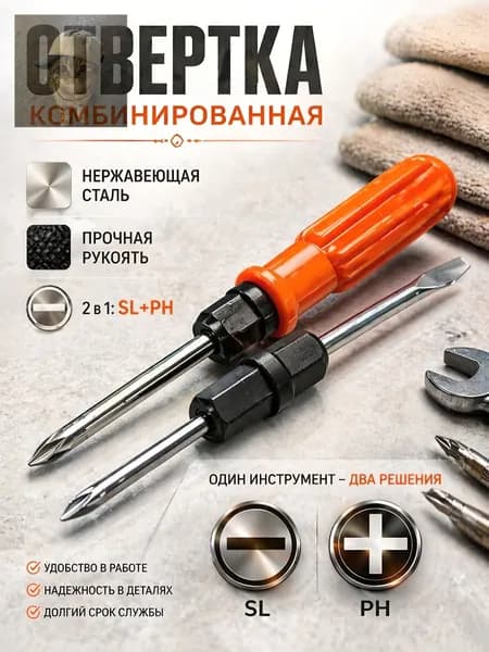 Отвертка комбинированная 70 мм PH1/SL5 красная