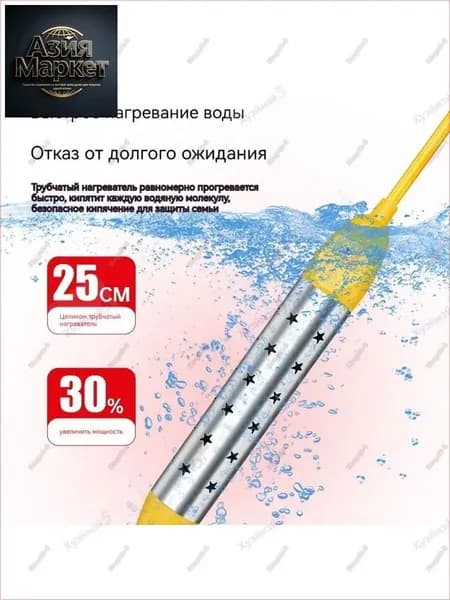 Портативный нагреватель воды / Погружной нагреватель-кипятильник воды для бассейнов, летнего душа, еврокуба