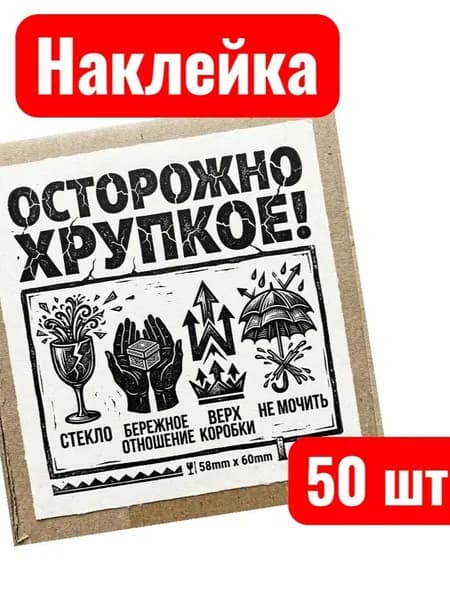 Этикетка для транспортировки, для упаковки 5.8 x 6 см, 50 шт.