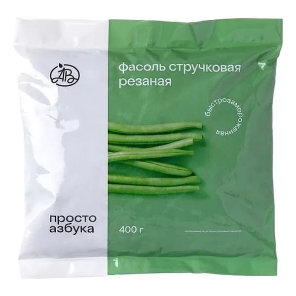 Фасоль Просто азбука стручковая зеленая резаная быстрозамороженная 400 г