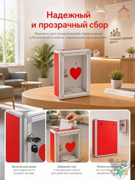 Ящик для анкет, пожертвований , голосования, 285х215х105