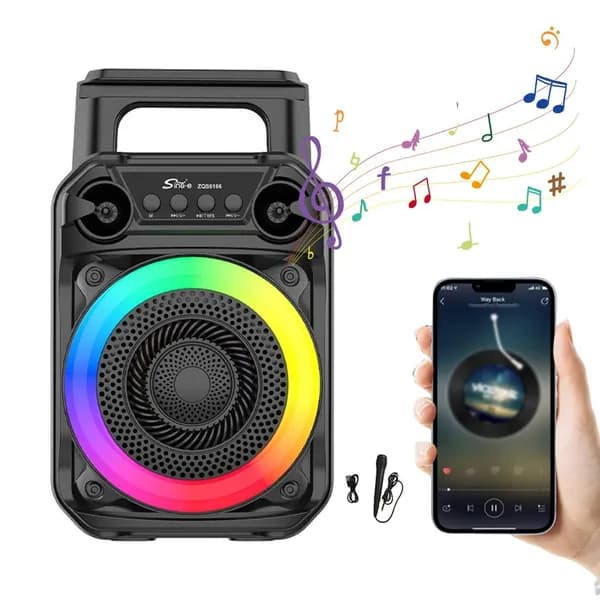 Портативная колонка для выступлений на открытом воздухе с RGB-подсветкой и высококачественным звучанием