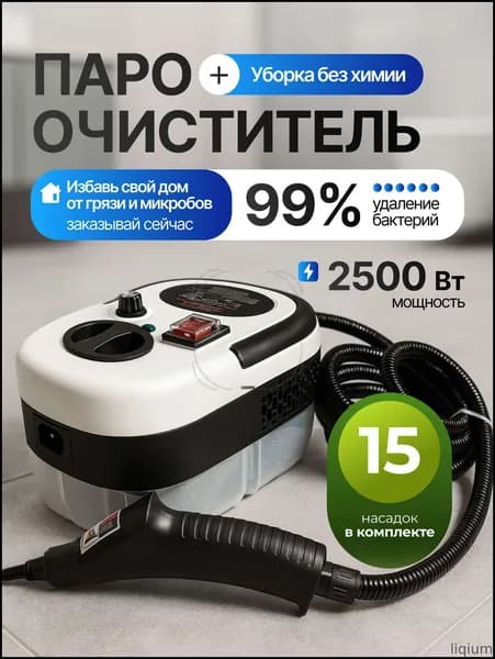 Пароочиститель парик_1111 2500 Вт, насадки - 10 шт