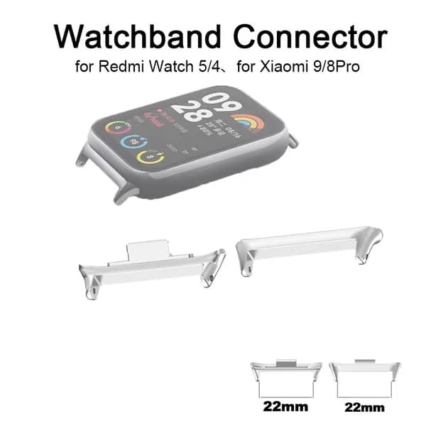 22mm Серебро Redmi Watch 5/4 и Xiaomi Band 9 /8 Pro Разъем для часов