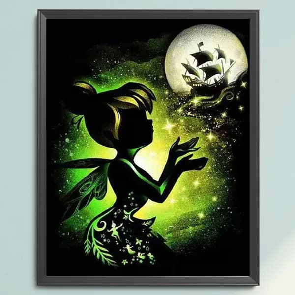 Крестиком вышивка Disney Волшебница Тинкер Белл на хлопковой канве 14CT, размер 40 40 см